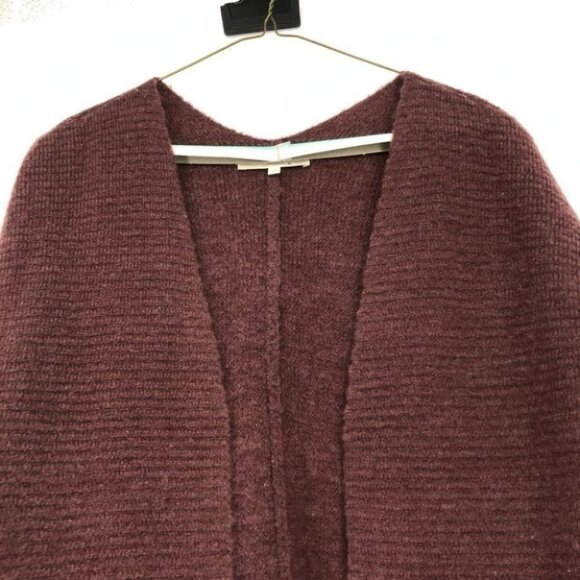 Monk & Lou burgundy acrylic knit cocoon longline cardigan side pockets XS - Picture 3 of 15